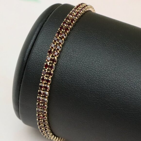 Rose Gold Bracelet with Red Stones, XPBL0683 - Picture 1 of 12